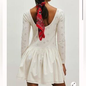 🆕 Free People Elegant White Eyelet Mini Dress